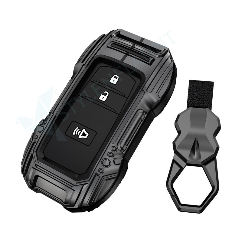 Toyota Land-cruiser Luxury Premium Beast Metal Smart Car Design Key Cover Key Case With Key Chain (3 buttons)