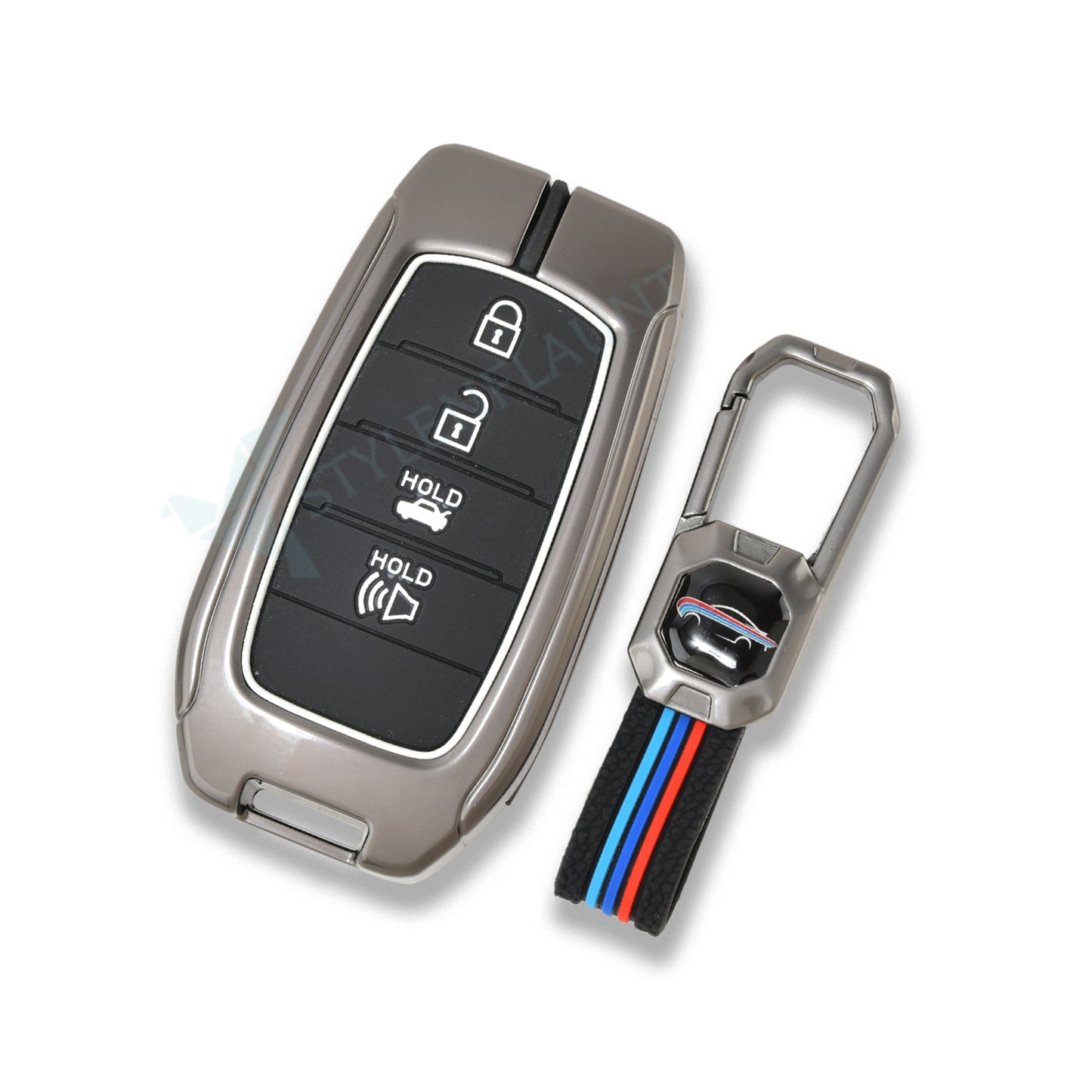 TOYOTA Land Crushier 2024 | Tundra SR5 2025 | Grand Highlander 2025 |Tacoma 2025 | Corolla 2025 | Camry 2025 Luxury Premium Metal Smart Car Key Cover Key fob Case With Key Chain ( 4 buttons )
