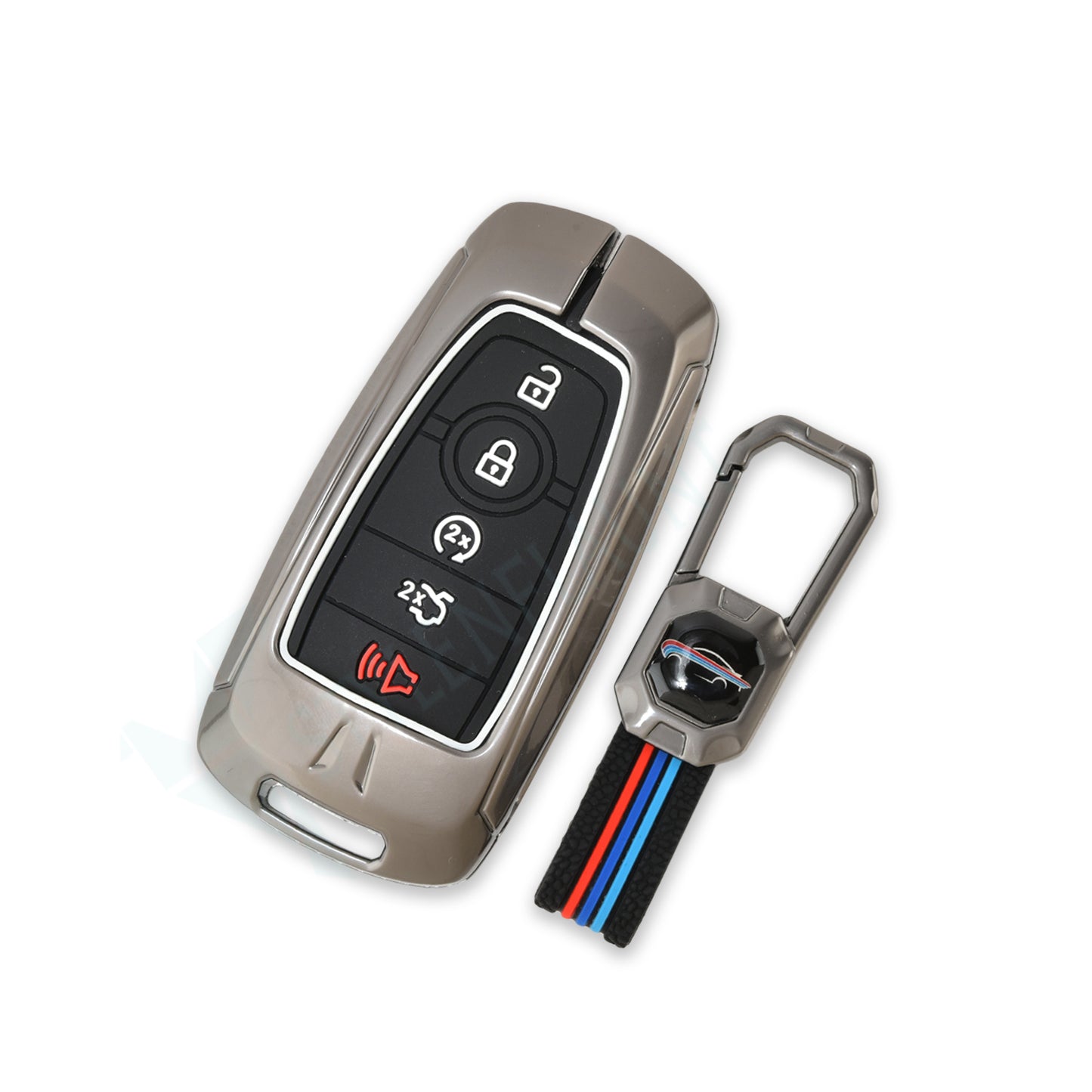 Ford Explorer 2025 | F-150 Raptor 2025 | Mustang | F-450 | F-550 | Escape Luxury Premium Metal Smart Car Key fob Cover Key Case With Key Chain ( 5 buttons )
