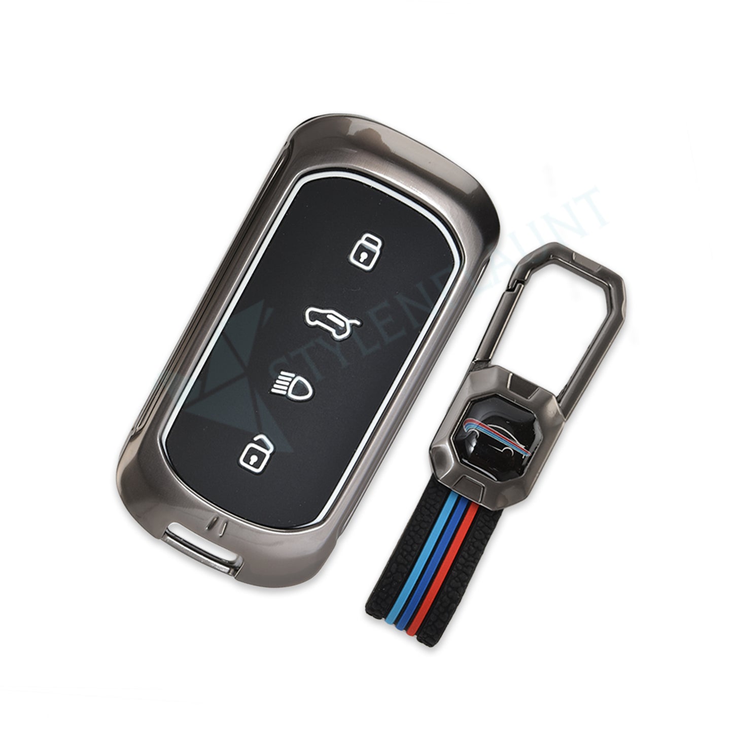 TATA Curve EV Luxury Premium Metal Smart Car Key Cover Key Case With Key Chain( 4 buttons )