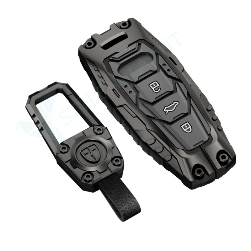 Audi Q7 Luxury Premium Transformer Series Metal Black Soft Sillcon Smart Car Key Cover Key Case With Key Chain (3 buttons)