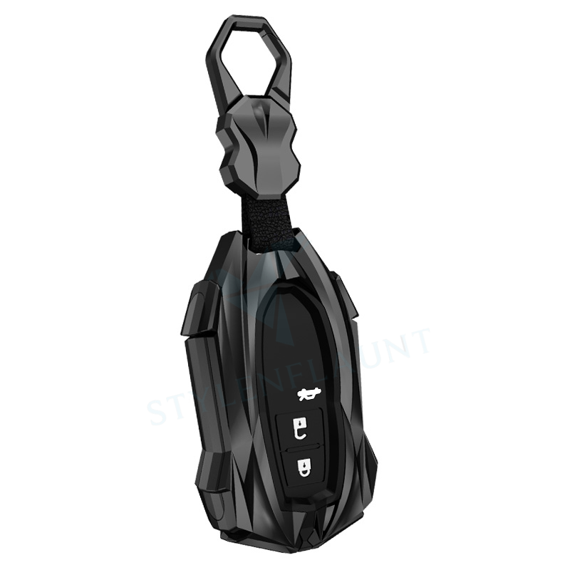 Suzuki Swift Dzire | Victoris Luxury Premium Transformer Series Metal Black Soft Sillcon Smart Car Key Cover Key Case With Key Chain ( 3 Button )