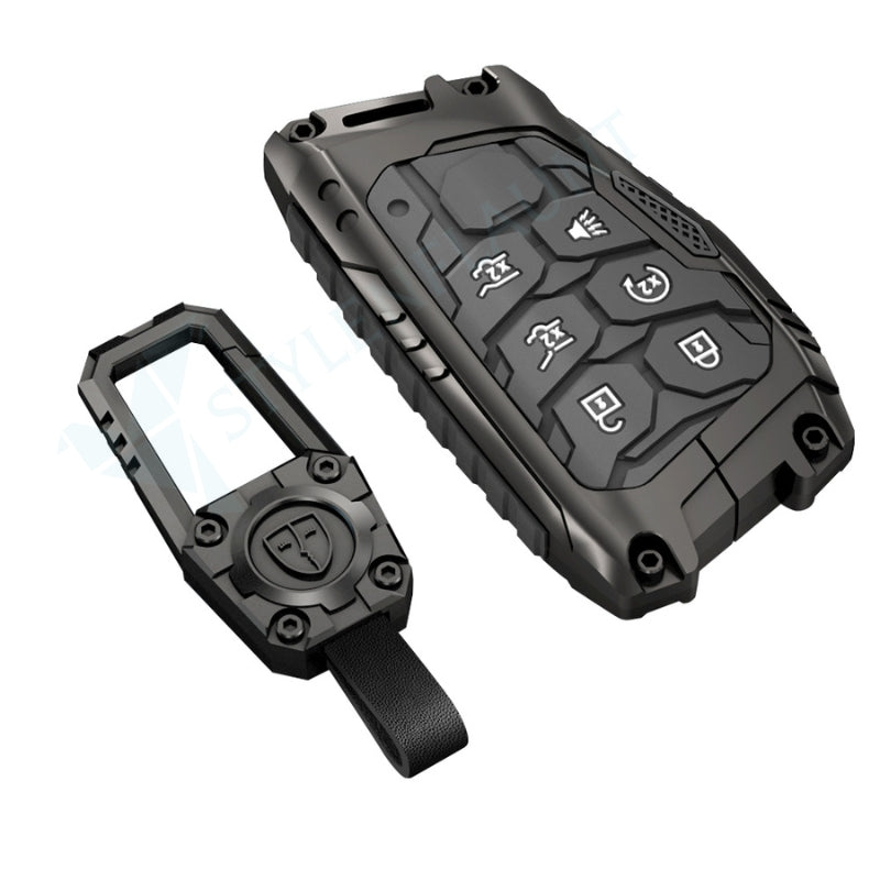 GMC Hummer EV | Yukon Denali 2025 Luxury Premium Transformer Series Metal Black Soft Sillcon Smart Car Key Cover Key Case With Key Chain (6 buttons)