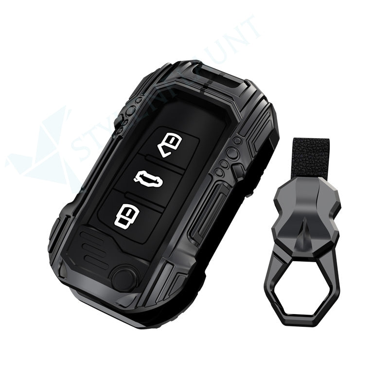 Audi Q3 Flipkey Luxury Premium Beast Metal Smart Car Design Key Cover Key Case With Key Chain (3 buttons)