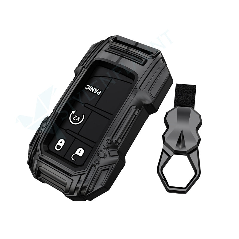 Jeep Compass Luxury Premium Beast Metal Smart Car Design Key Cover Key Case With Key Chain (4 buttons)