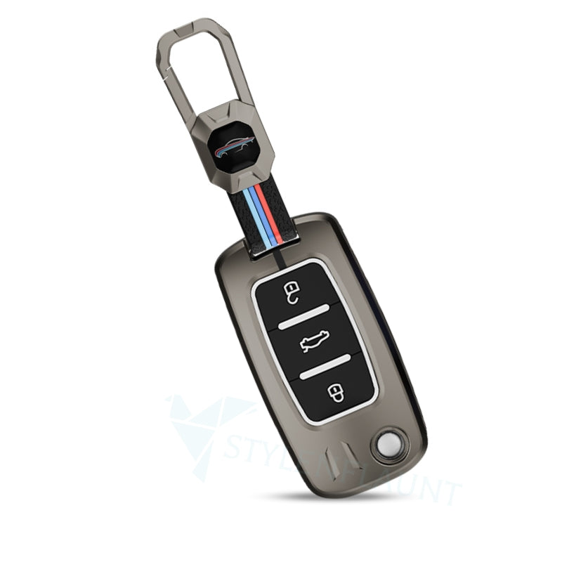 Skoda Polo | Rapid | Vento Luxury Premium Metal Smart Car Key Cover Key Case With Key Chain (3 Button Flipkey)