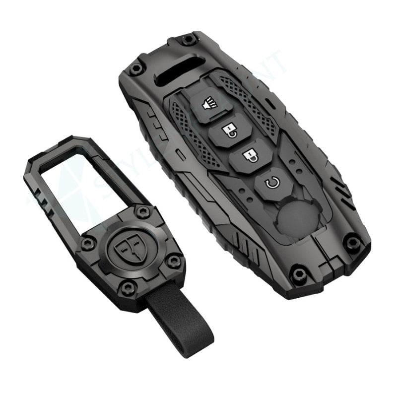 Nissan Rouge | Sentra | Pathfinder | Kicks Luxury Premium Transformer Series Metal Black Soft Sillcon Smart Car Key Cover Key Case With Key Chain (4 buttons)