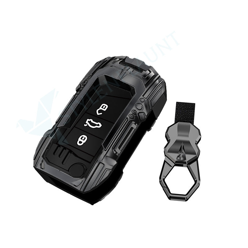 Skoda Kushaq , Slavia Luxury Premium Beast Metal Smart Car Design Key Cover Key Case With Key Chain ( 3 buttons ) FlipKey