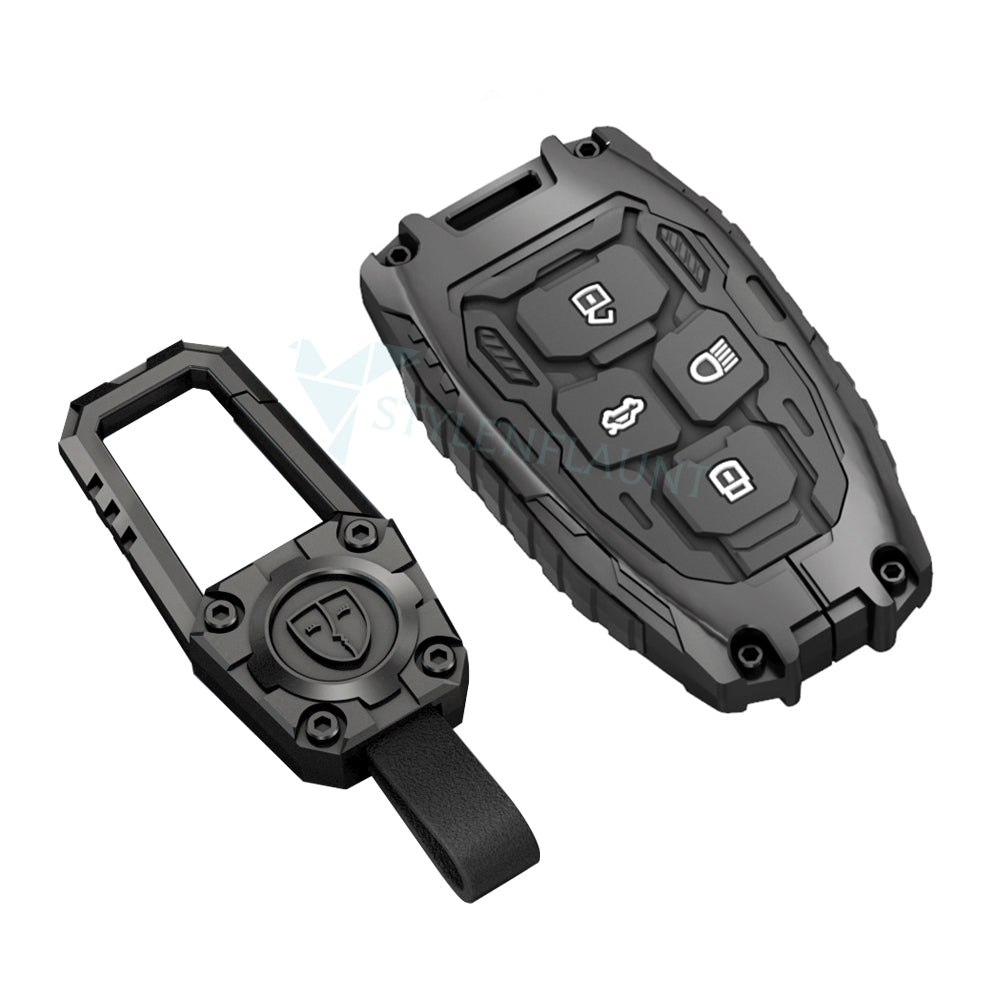Tata Punch | Nexon | Harrier | Safari | Altroz | Tigor Luxury Premium Transformer Series Metal Key Cover With Key Chain ( 4 buttons )