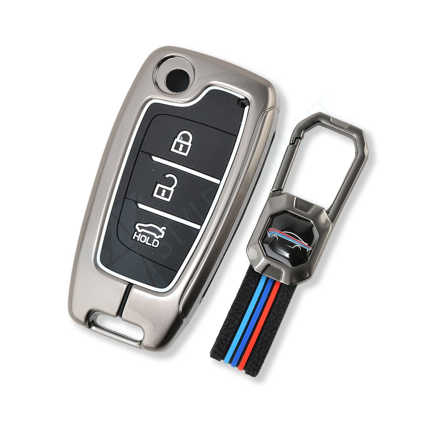 HYUNDAI I20 FLIPKEY Luxury Premium Metal Smart Car Key Cover Key Case With Key Chain ( 3 buttons ) Flipkey