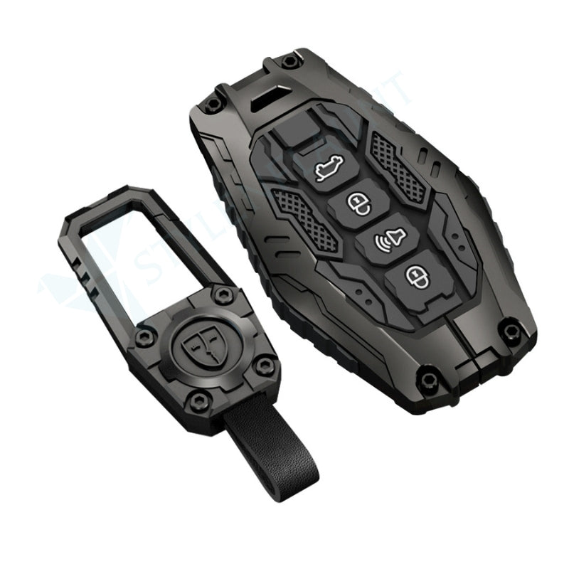 Jetour X70 Plus Luxury Premium Transformer Series Metal Black Soft Sillcon Smart Car Key Cover Key Case With Key Chain (4 buttons)