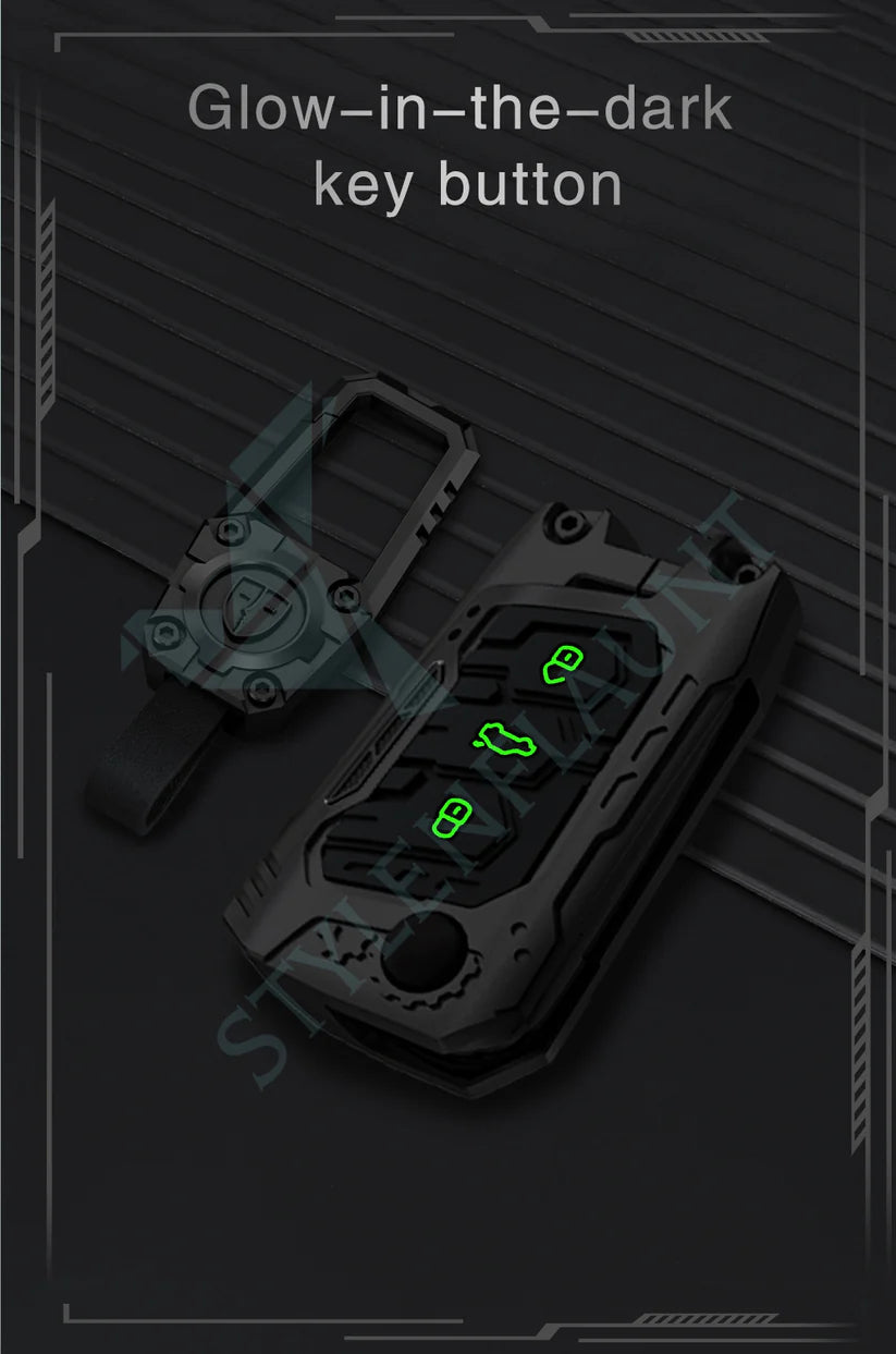 Volkswagen Tiguan and Virtus Premium Transformer Series Metal Black Soft Sillcon Smart Car Key Cover Key Case With Key Chain ( 3 Button ) Flipkey