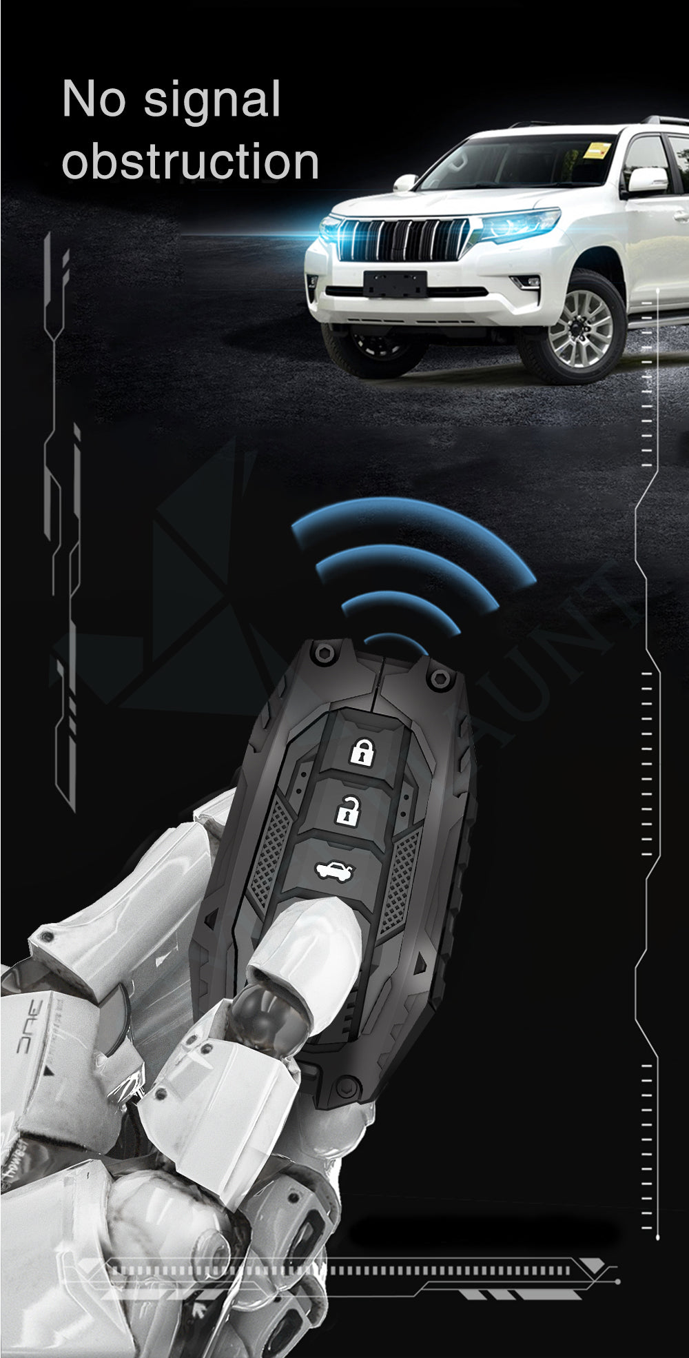 Toyota Fortuner | Hycross Innova Luxury Premium Transformer Series Metal Black Soft Sillcon Smart Car Case Key Case With Key Chain(3 Button)