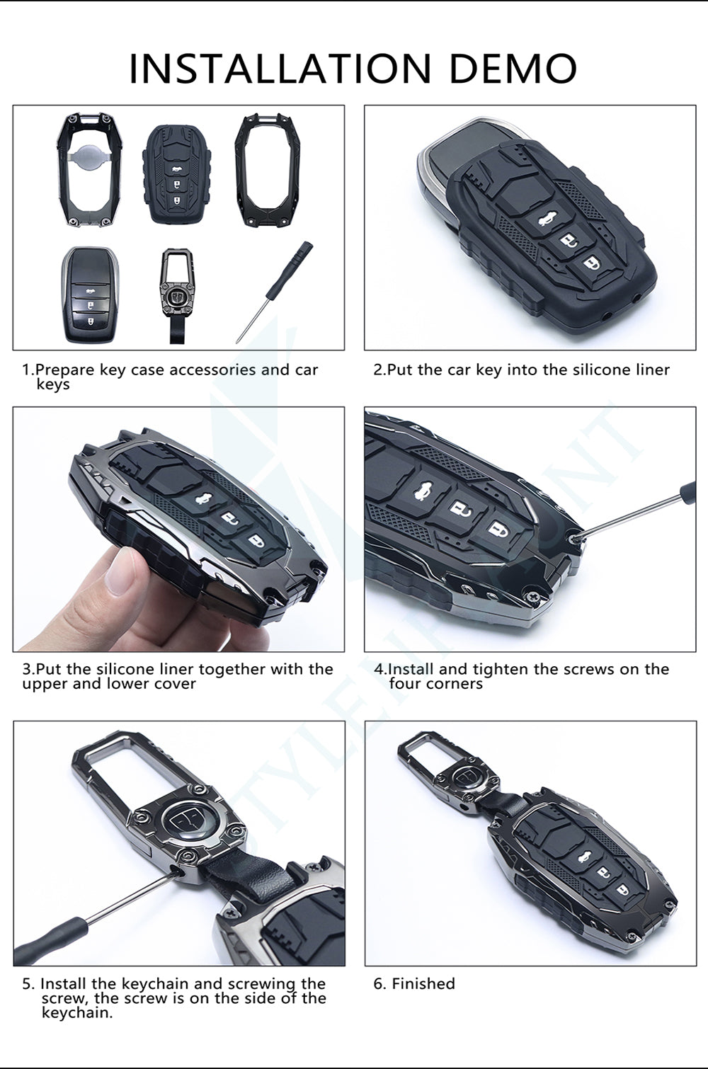 Toyota Fortuner | Hycross Innova Luxury Premium Transformer Series Metal Black Soft Sillcon Smart Car Case Key Case With Key Chain(3 Button)