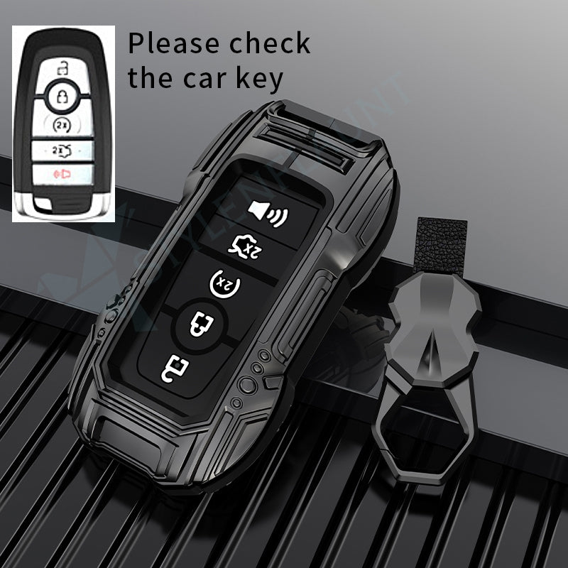 Ford Explorer 2025 | F-150 Raptor 2025 | Mustang | F-450 | F-550 | Escape Luxury Premium Beast Metal Smart Car Design Key Cover Key Case With Key Chain (5 buttons)