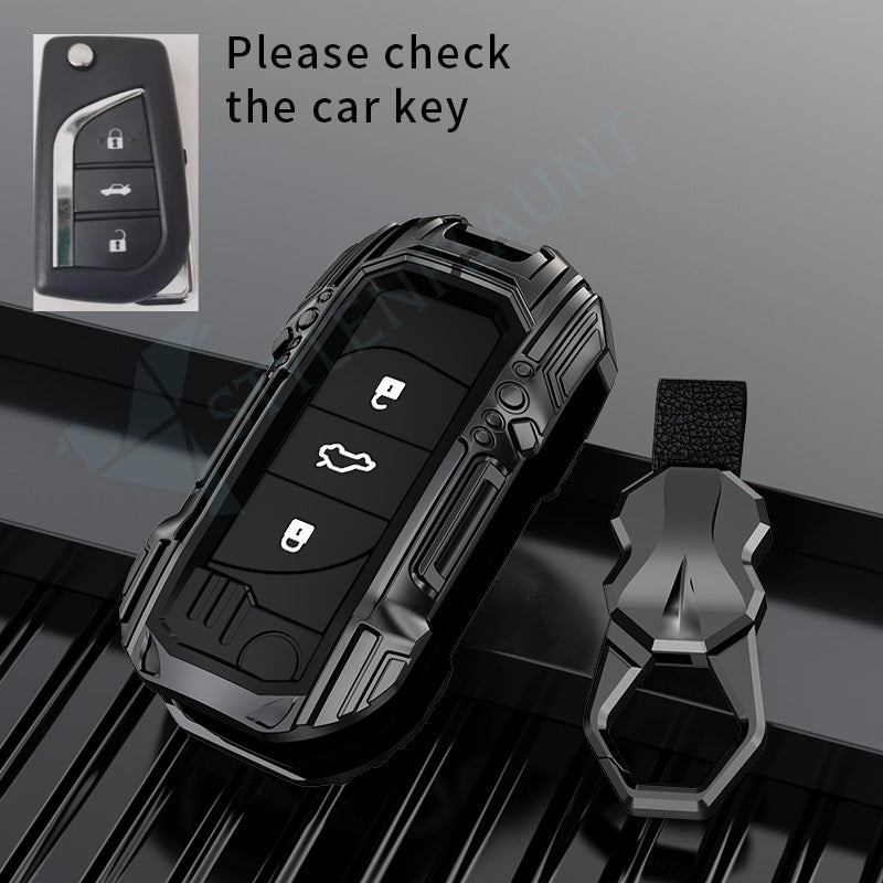 Toyota Fortuner | Tundra | Highlander | Corolla | CHR | Camry | Rav4 | Innova Crysta | Flipkey Luxury Premium Beast Metal Smart Car Design Key Cover Key Case With Key Chain (3 buttons) FlipKey