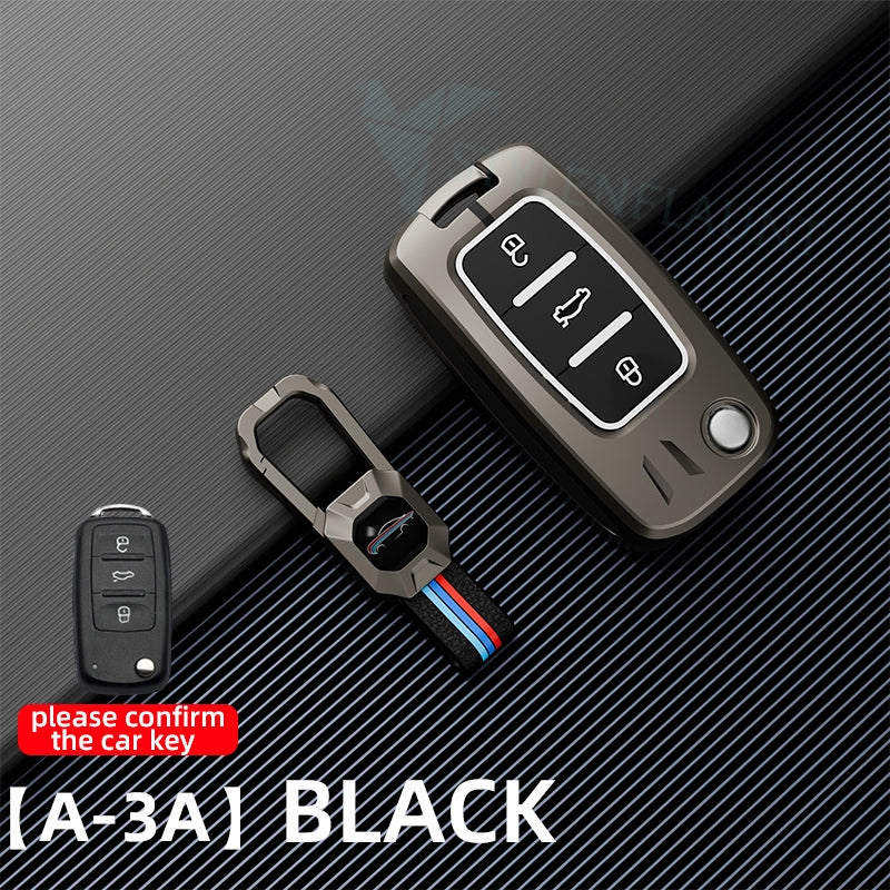 Skoda Polo | Rapid | Vento Luxury Premium Metal Smart Car Key Cover Key Case With Key Chain (3 Button Flipkey)