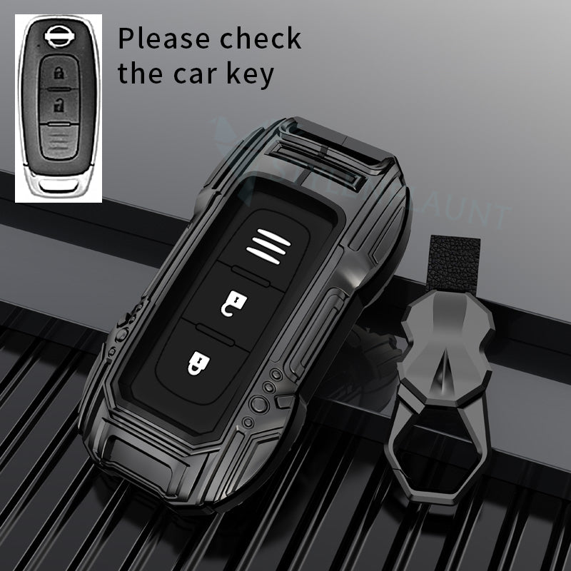 NISSAN NEW MAGNITE 2024 Luxury Premium Beast Series Metal Smart Car Design Key Cover Key Case With Key Chain ( 2 buttons )