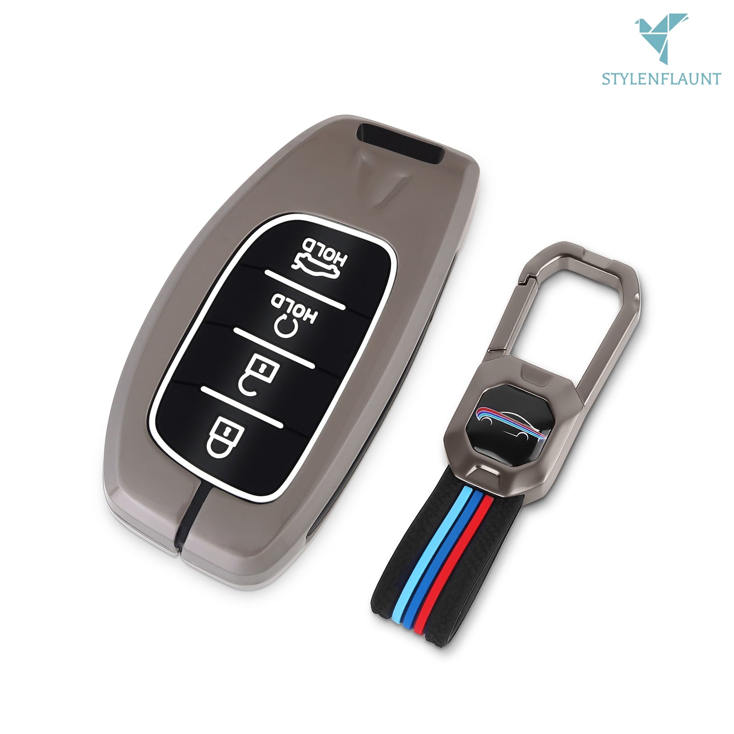 Hyundai Creta 2024 | Alcazar | Creta 2025 EV | Luxury Premium Metal Smart Car Key Cover Key Case With Key Chain-4 buttons