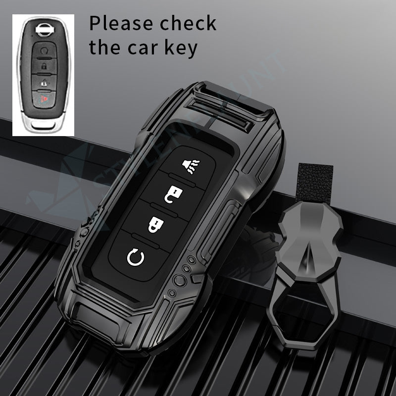 Nissan Rouge | Sentra | Pathfinder | Kicks Luxury Premium Beast Metal Smart Car Design Key Cover Key Case With Key Chain (4 buttons)