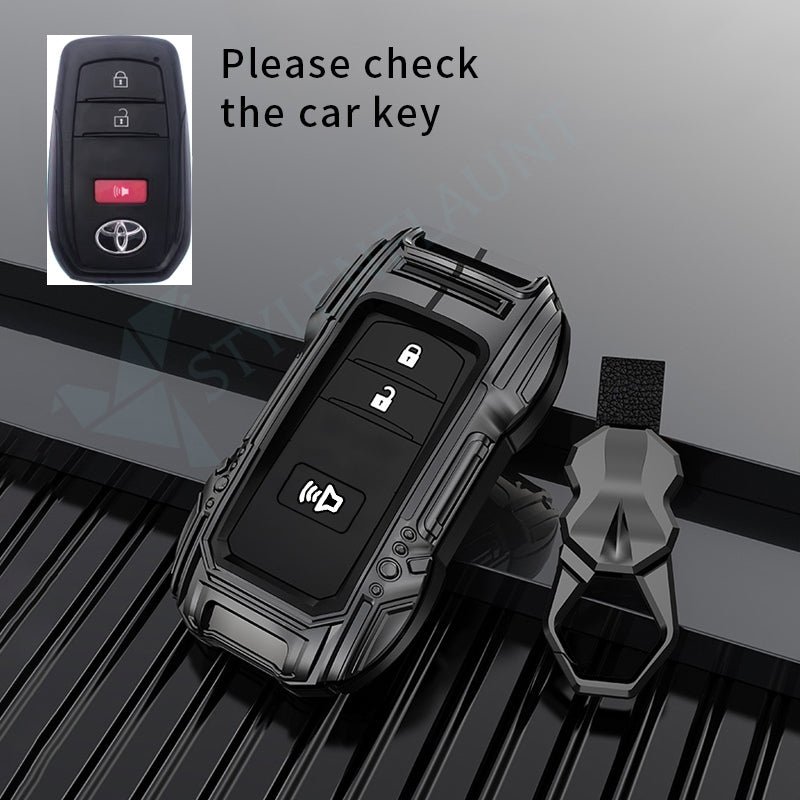 Toyota Land-cruiser Luxury Premium Beast Metal Smart Car Design Key Cover Key Case With Key Chain (3 buttons)