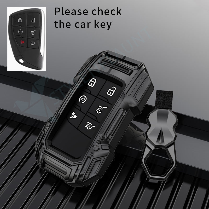 GMC Hummer EV | Yukon Denali 2025 Luxury Premium Beast Metal Smart Car Design Key Cover Key Case With Key Chain (6 buttons)