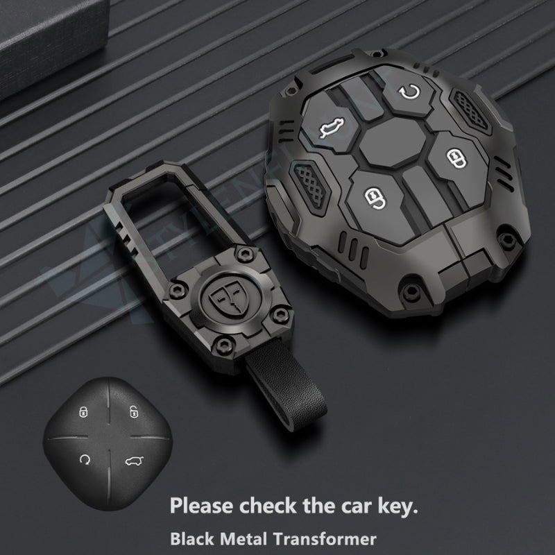Jetour Dashing Luxury Premium Transformer Series Metal Black Soft Sillcon Smart Car Key Cover Key Case With Key Chain (4 buttons)