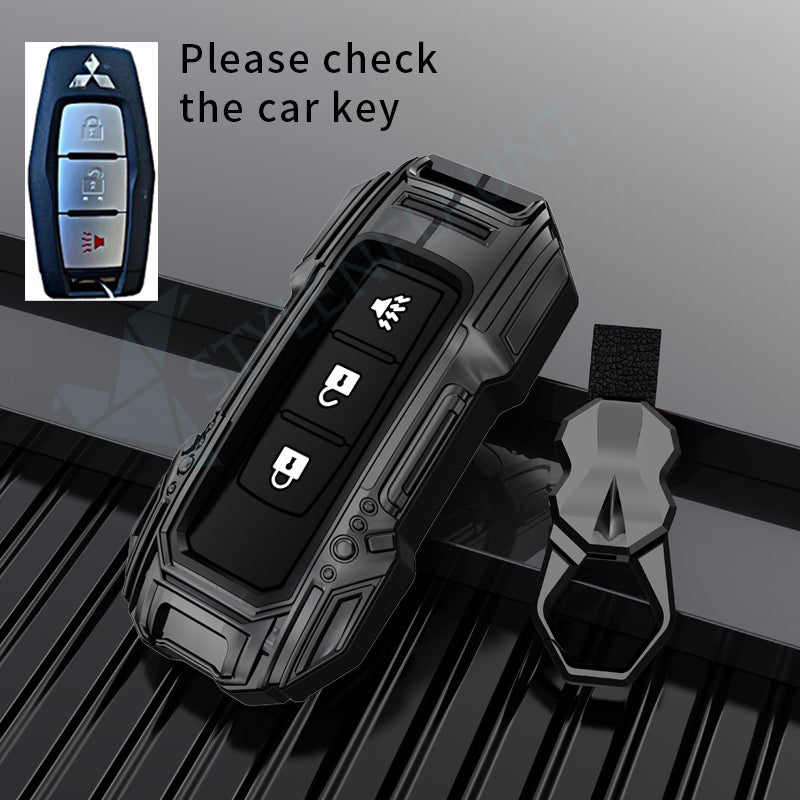Mitsubishi Outlander Luxury Premium Beast Metal Smart Car Design Key Cover Key Case With Key Chain (3 buttons)