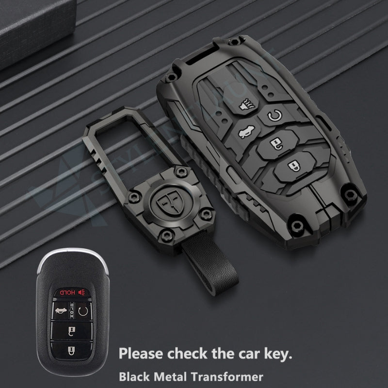 Honda Accord 2025 | CR-V 2025 | HR-V 2025 | Civic 2025 Luxury Premium Transformer Series Metal Black Soft Sillcon Smart Car Key Cover Key Case With Key Chain (5 buttons)