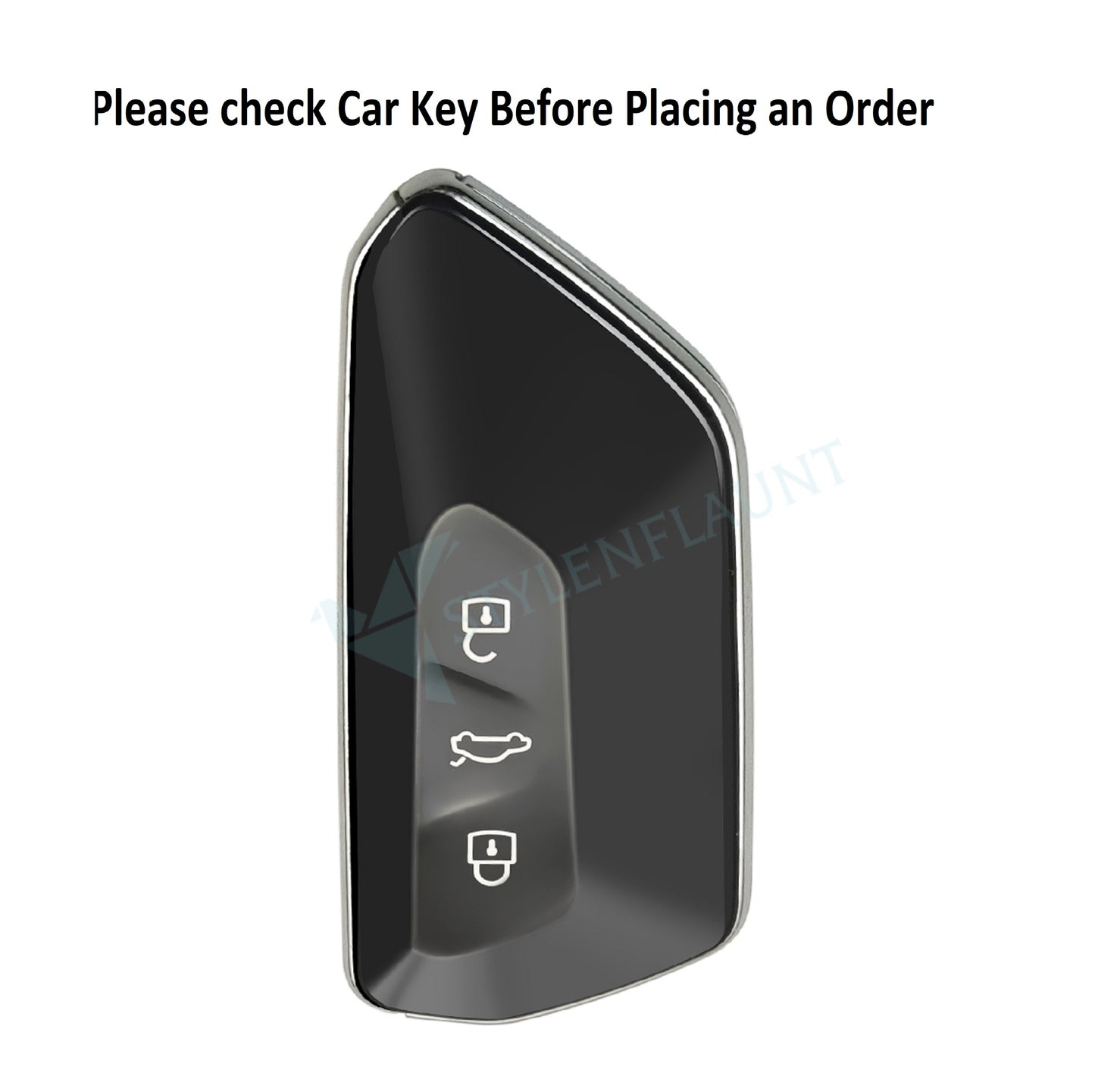 Volkswagen Tiguan Luxury Premium Transformer Series Metal Black Soft Sillcon Smart Car Key Cover Key Case With Key Chain ( 3 Button )