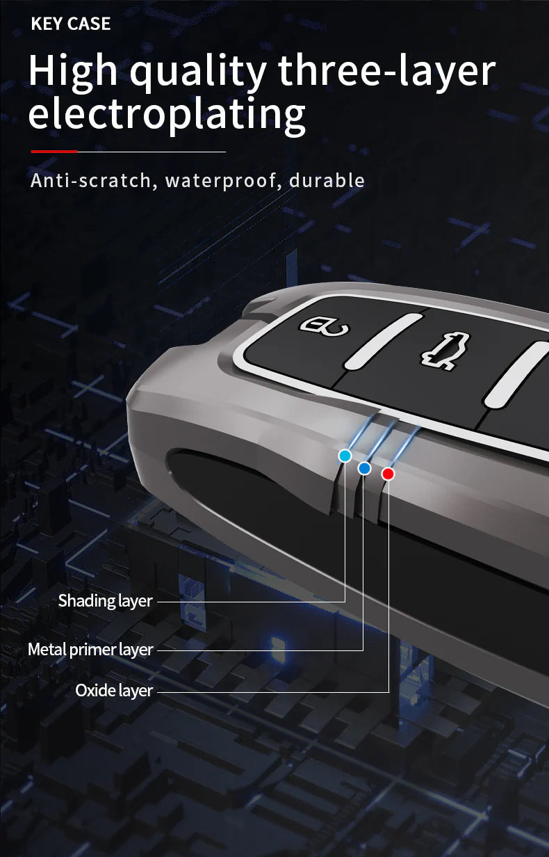 Volkswagen tiguan and virtus Luxury Premium Metal Luxury Car Key Cover Key Case With Key Chain ( 3 Button ) Flipkey