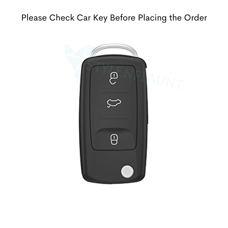Volkswagen Polo | Jetta Luxury Premium Metal Smart Car Key Cover Key Case With Key Chain ( 3 Button ) Flipkey