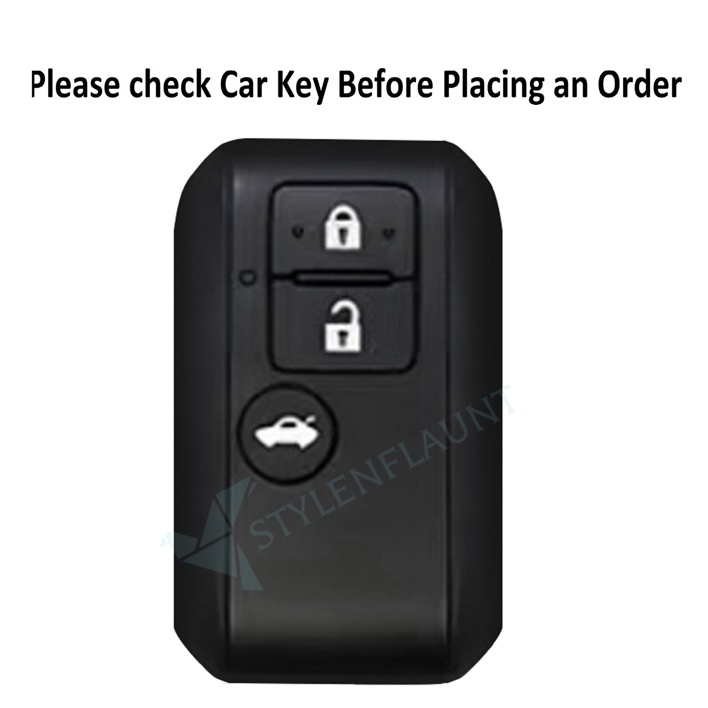 Suzuki Swift Dzire | Victoris Luxury Premium Transformer Series Metal Black Soft Sillcon Smart Car Key Cover Key Case With Key Chain ( 3 Button )