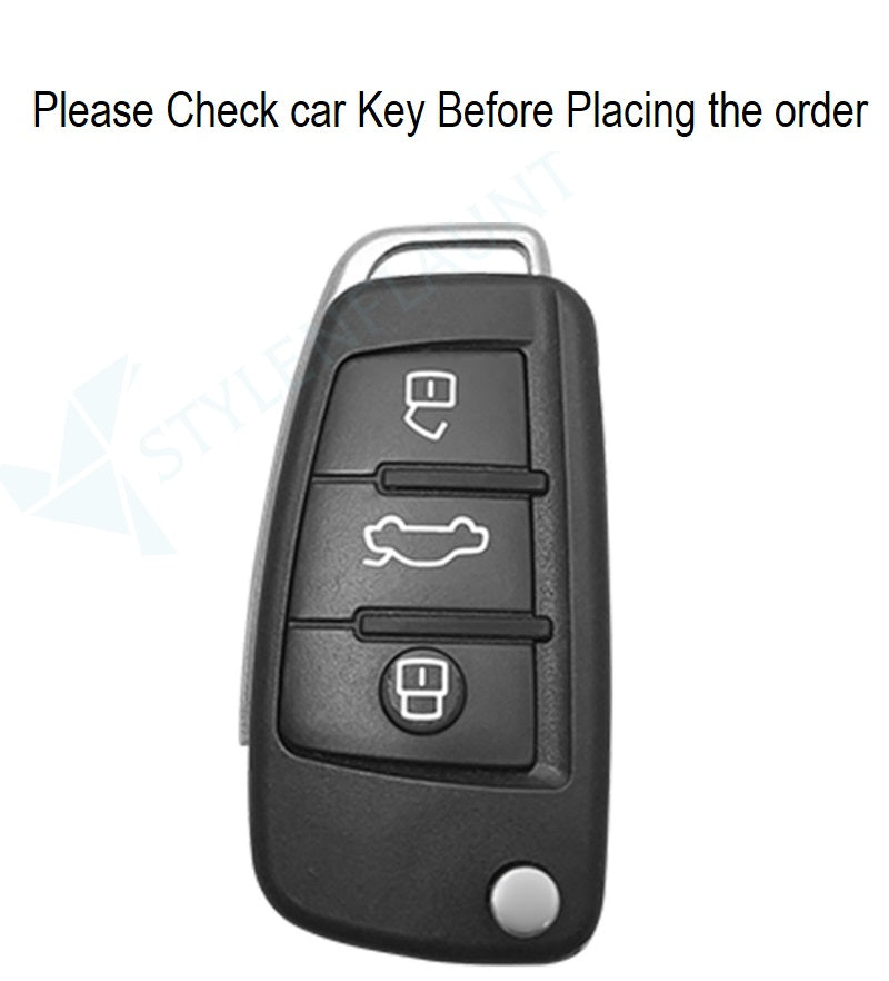 Audi Q3 Flipkey Metal Luxury Transformer Series Metal Black Soft Sillcon Smart Car Key Cover Key Case With Key Chain( 3 Button )