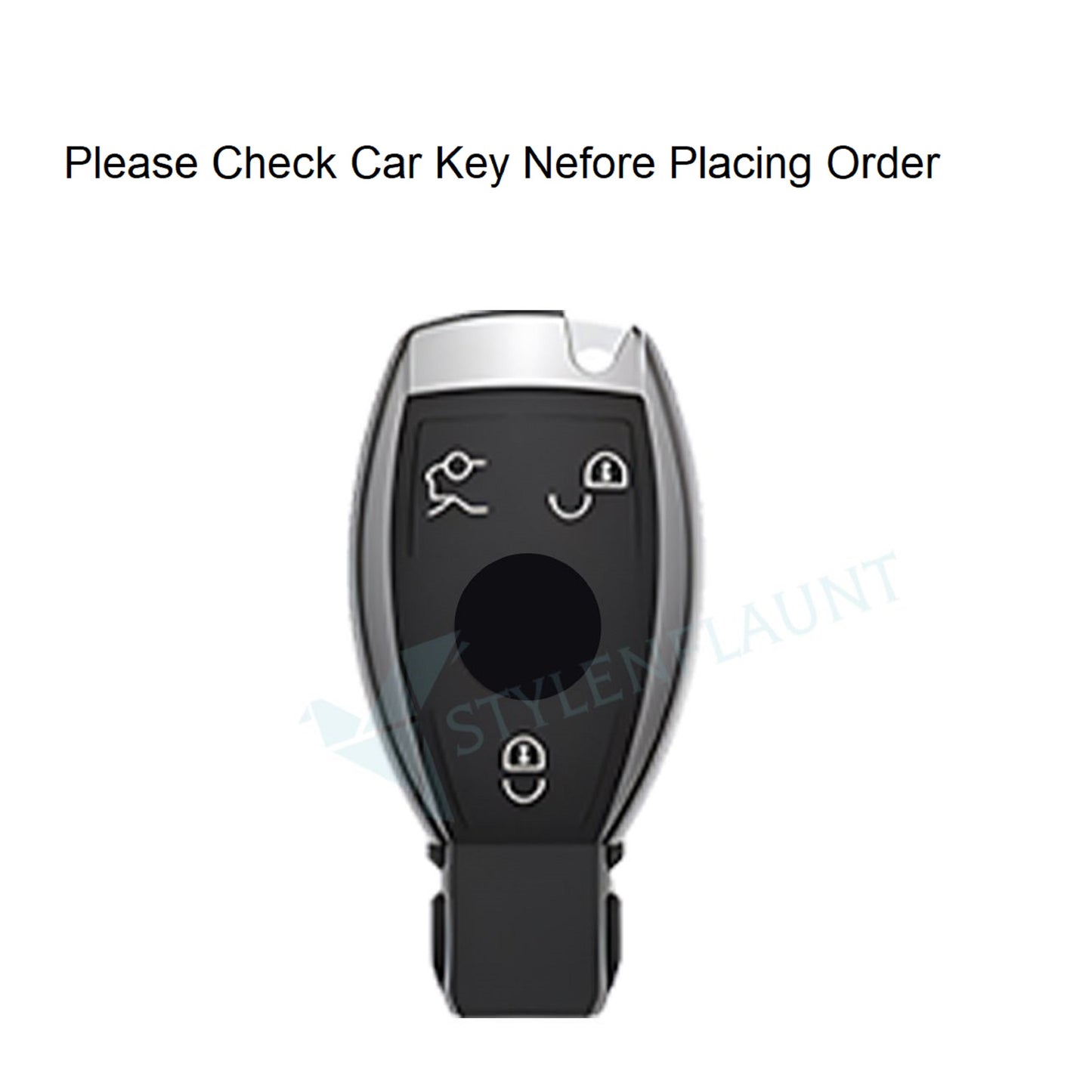 Mercedes CLA 200 Luxury Premium Metal Carbon Fiber Black Soft Silicon Metal Smart Car Key Cover Key Case With Key Chain( 3 buttons )