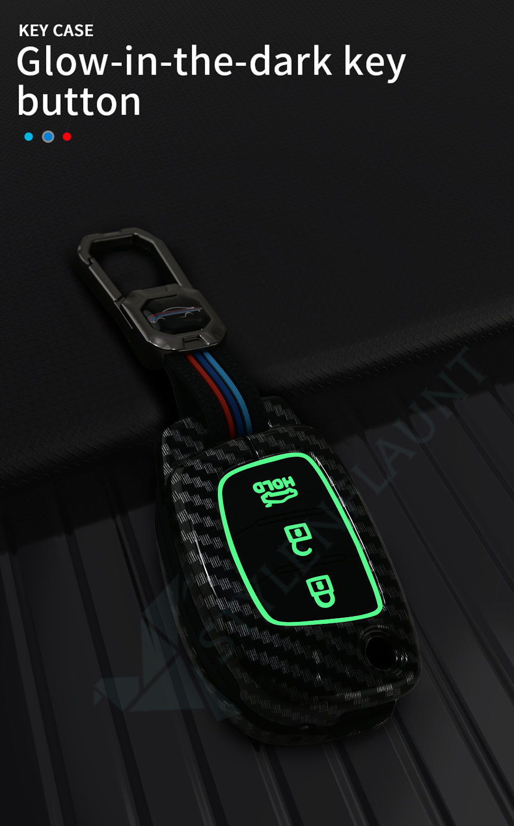 HYUNDAI Exter | Aura | I10 Nios | I20 | Venue | Creta FLIPKEY Luxury Premium Carbon Fiber Black Soft Silicon Car Key Cover Key Case With Key Chain ( 3 buttons ) Flipkey