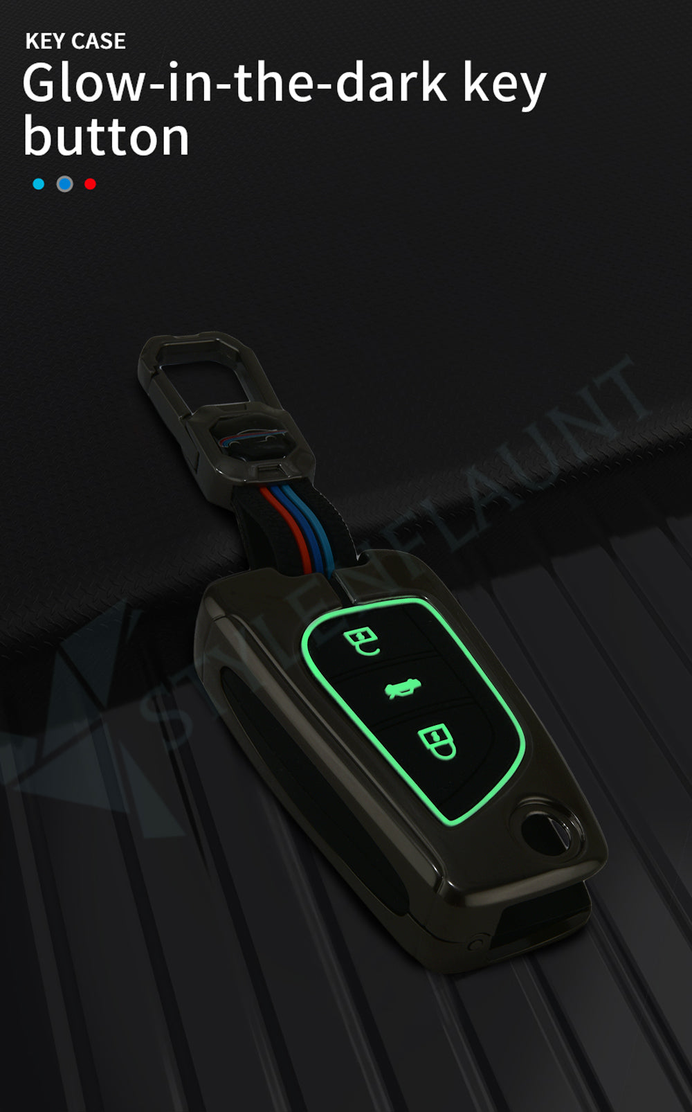 TOYOYA FLIPKEY Fortuner | Tundra | Highlander | Corolla | CHR | Camry | Rav4 | Innova Crysta Luxury Premium Metal Smart Car Key fob Cover Key Case With Key Chain ( 3 buttons ) Flipkey