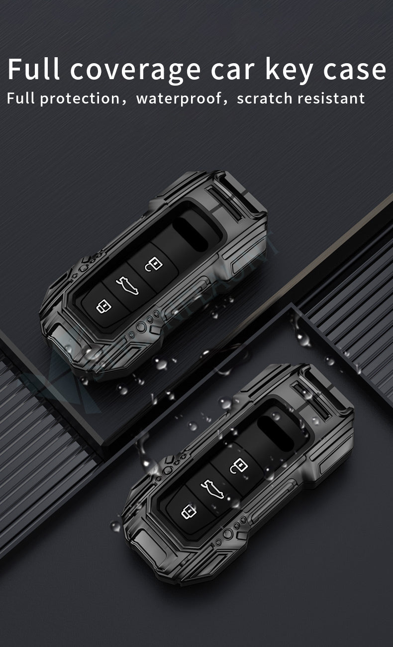 Audi Q7 Luxury Premium Beast Metal Smart Car Design Key Cover Key Case With Key Chain (3 buttons)