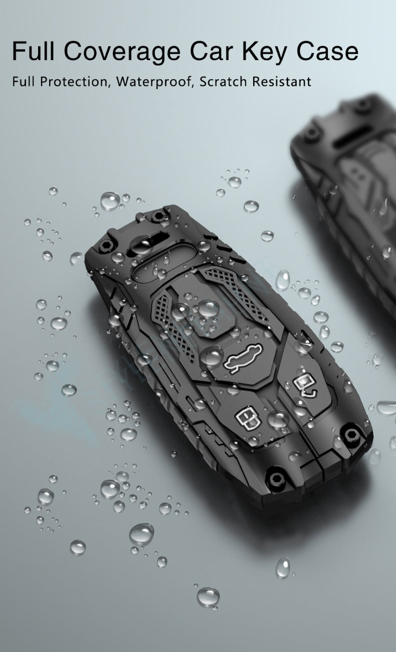 Audi A4 | Q5 Luxury Premium Transformer Series Metal Black Soft Sillcon Smart Car Key Cover Key Case With Key Chain (3 buttons)