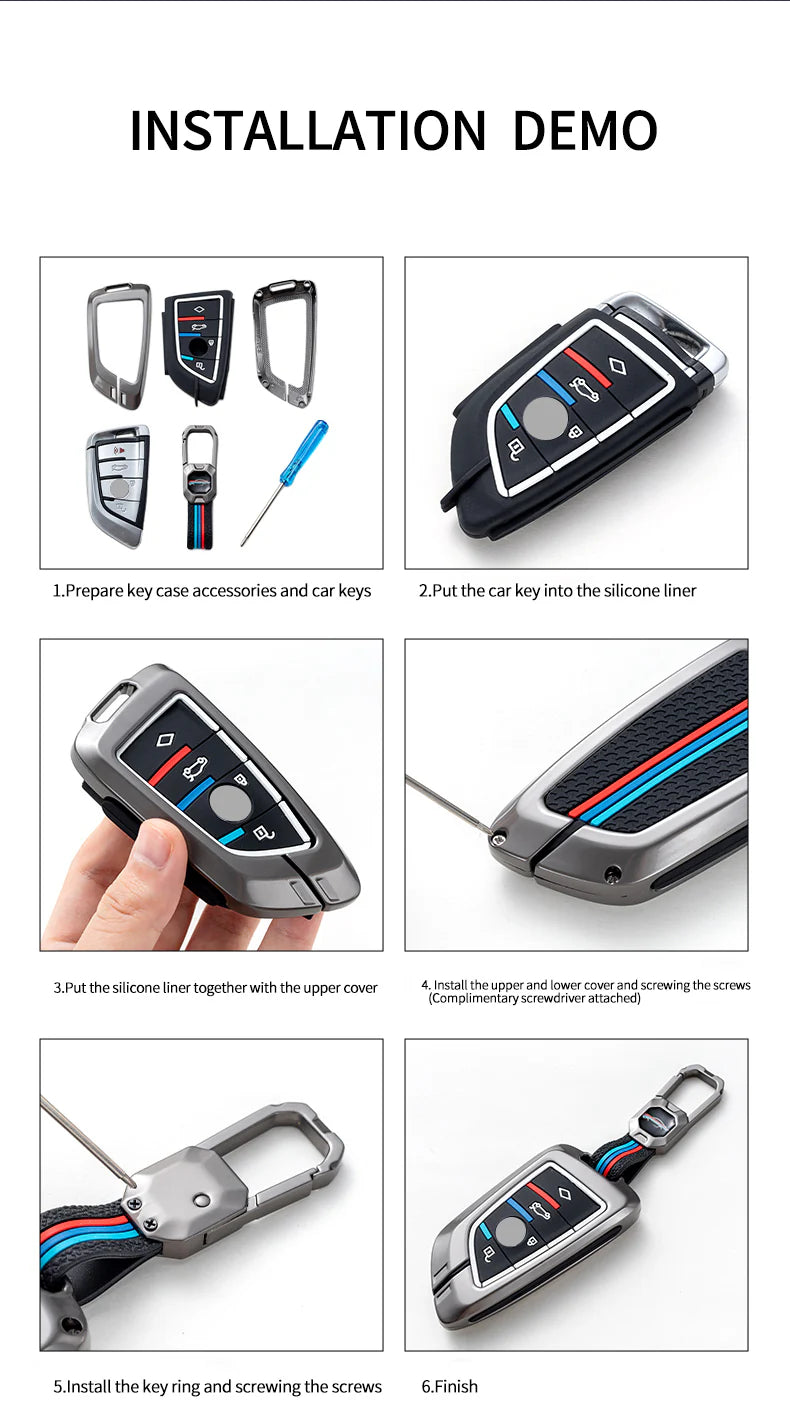 Volkswagen tiguan and virtus Luxury Premium Metal Luxury Car Key Cover Key Case With Key Chain ( 3 Button ) Flipkey