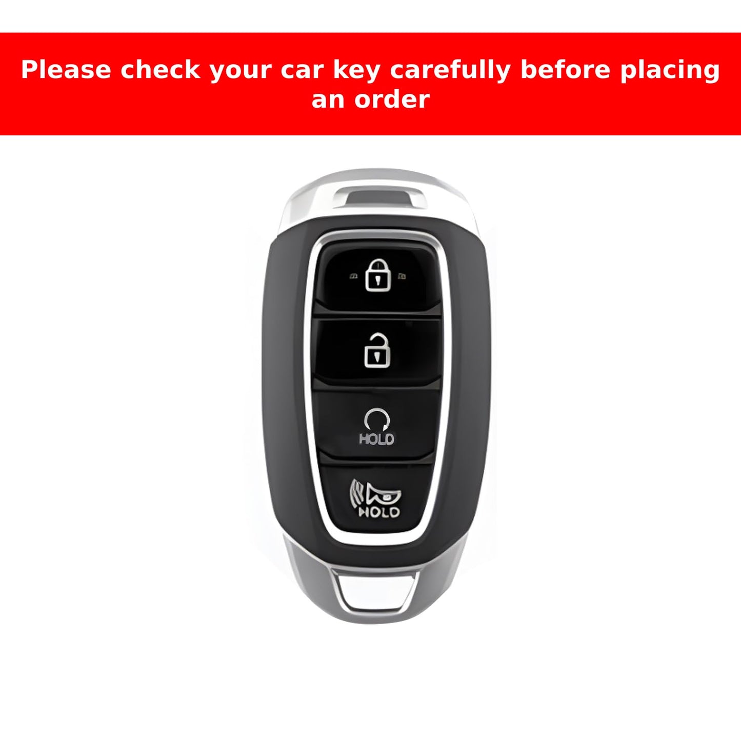 Hyundai Verna 2023 Luxury Premium Metal Carbon Fiber Black Soft Silicon Smart Car Key Cover Key Case With Key Chain ( 4 buttons)