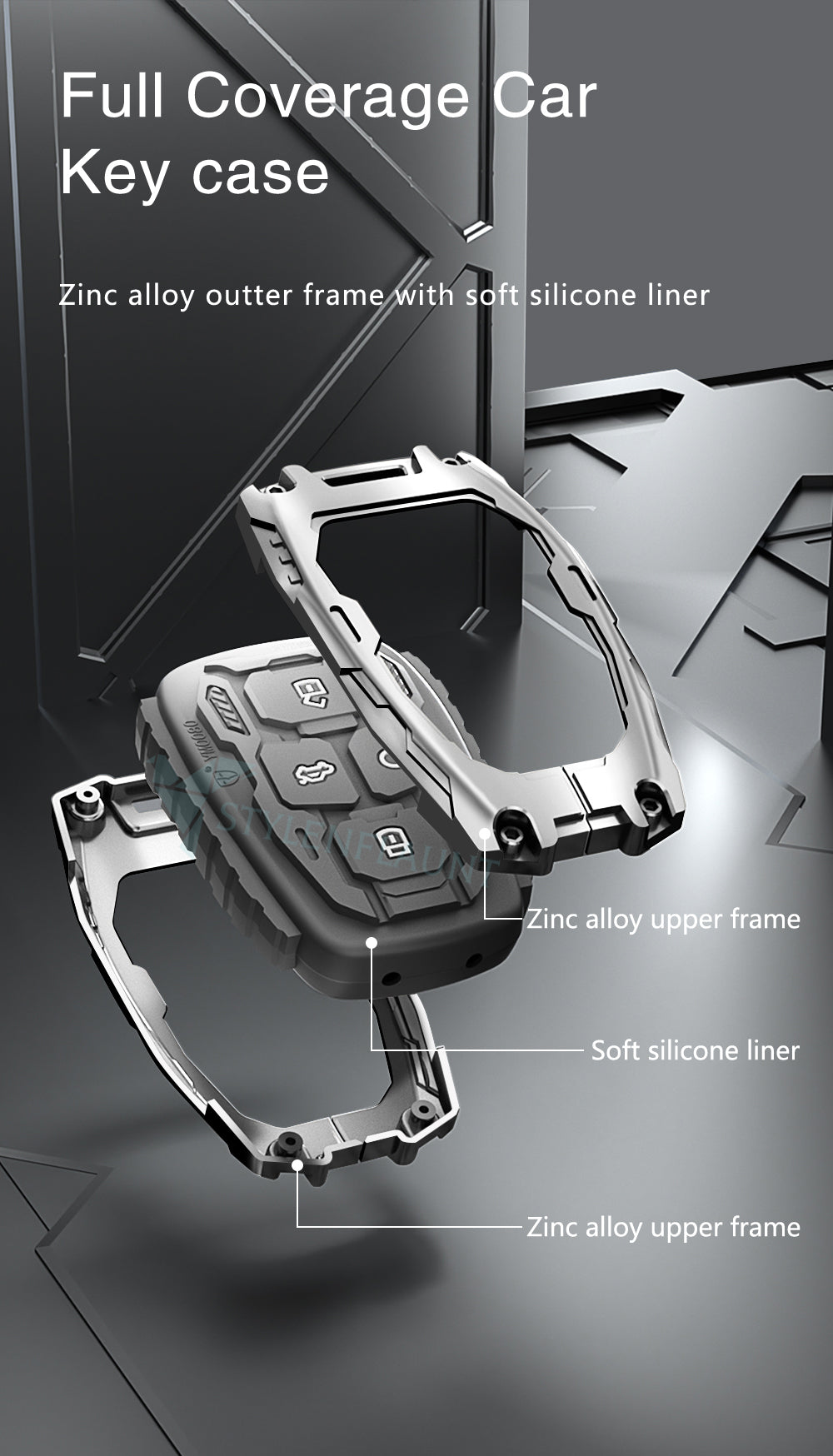 Tata Punch | Nexon | Harrier | Safari | Altroz | Tigor Luxury Premium Transformer Series Metal Key Cover With Key Chain ( 4 buttons )