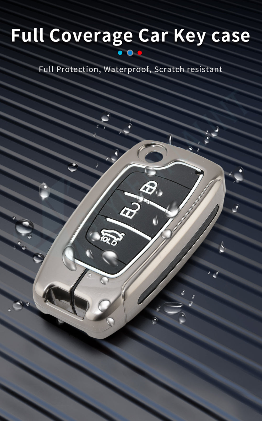 HYUNDAI I20 FLIPKEY Luxury Premium Metal Smart Car Key Cover Key Case With Key Chain ( 3 buttons ) Flipkey