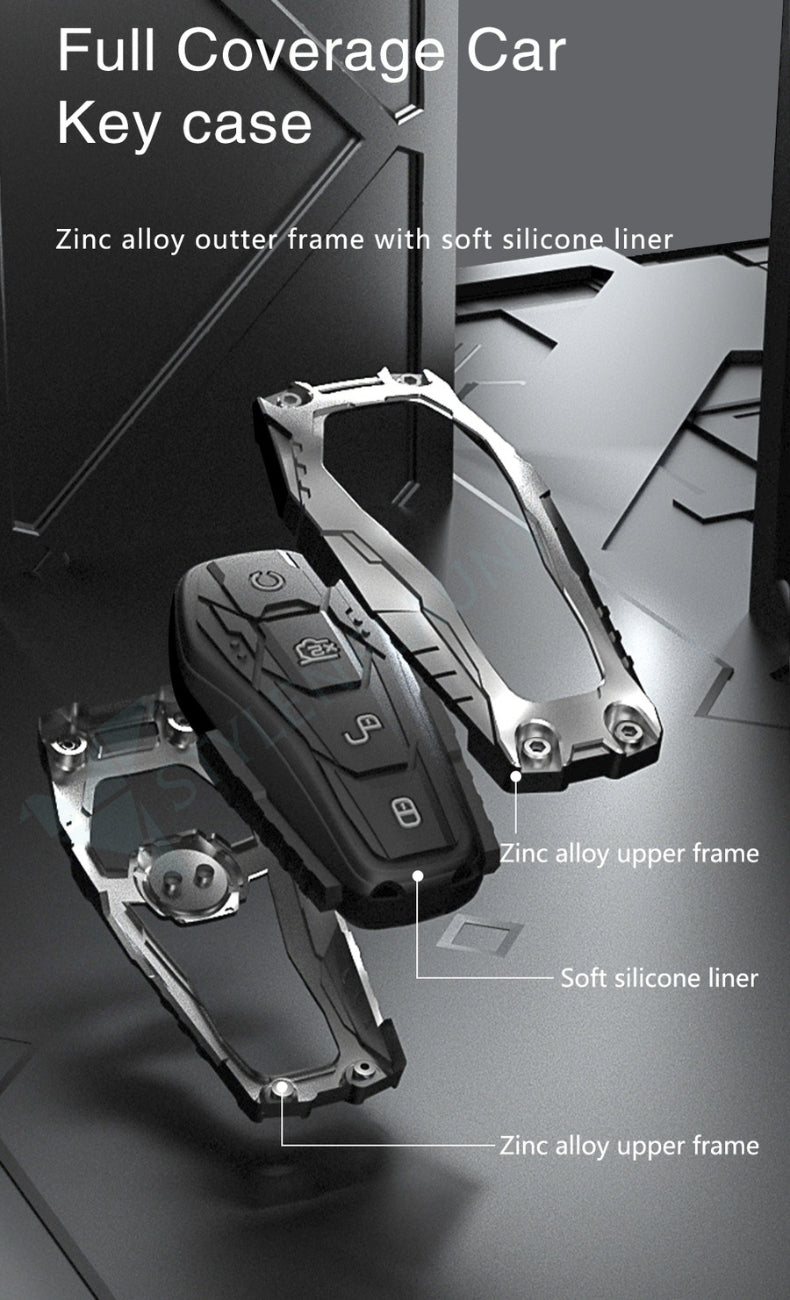 BYD Atto 3 | Seal & Sealion 7 Luxury Premium Transformer Series Metal Black Soft Sillcon Smart Car Key Cover Key Case With Key Chain (4 buttons)