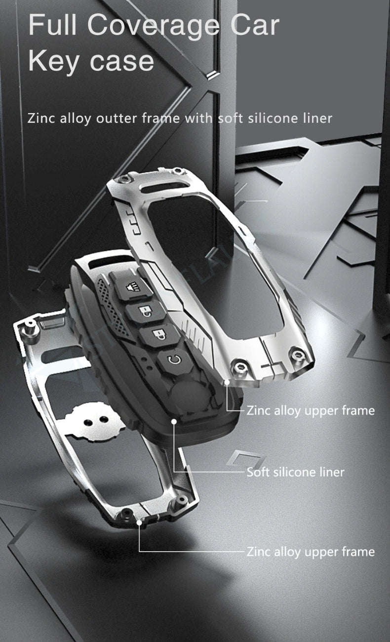 Nissan Rouge | Sentra | Pathfinder | Kicks Luxury Premium Transformer Series Metal Black Soft Sillcon Smart Car Key Cover Key Case With Key Chain (4 buttons)