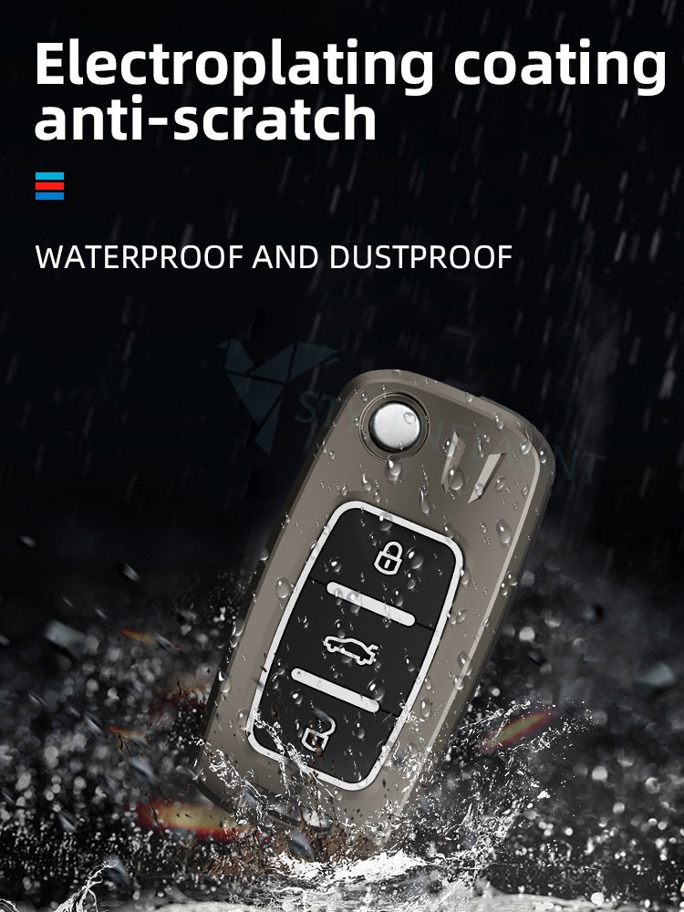 Volkswagen Polo | Jetta Luxury Premium Metal Smart Car Key Cover Key Case With Key Chain ( 3 Button ) Flipkey