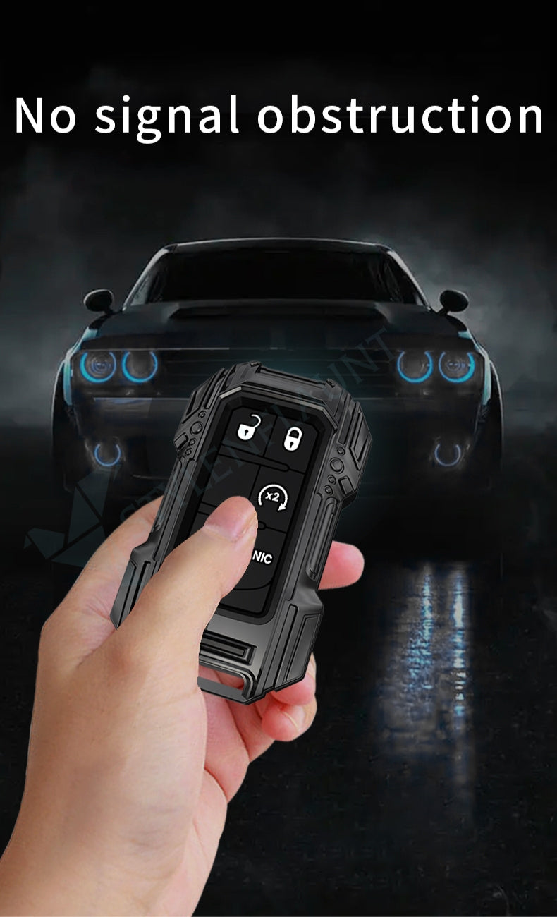 Jeep Compass Luxury Premium Beast Metal Smart Car Design Key Cover Key Case With Key Chain (4 buttons)