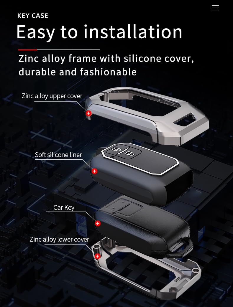 Suzuki Baleno | Grand Vitara Brezza | Jimmy | XL6 | Ertiga | Fronx | New Swift | Victoris Luxury Premium Metal Smart Car Key Cover Key Case With Key Chain( 2 buttons )