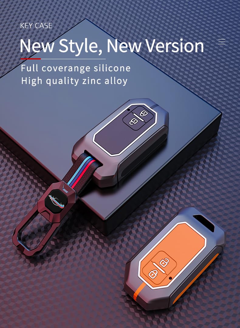 Suzuki Baleno | Grand Vitara Brezza | Jimmy | XL6 | Ertiga | Fronx | New Swift | Victoris Luxury Premium Metal Smart Car Key Cover Key Case With Key Chain( 2 buttons )