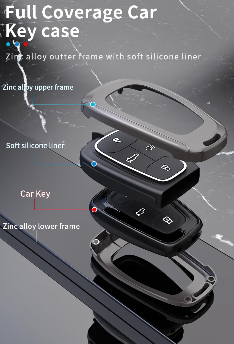 Tata Punch | Nexon | Harrier | Safari | Altroz | Tigor Luxury Premium Metal Smart Car Key Cover Key Case With Key Chain (4 Button)
